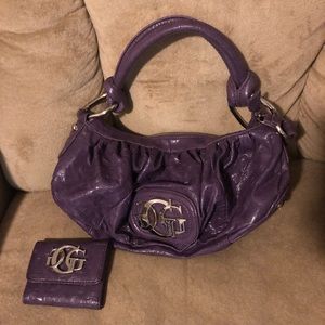 Purple Guess Handbag and Matching Wallet